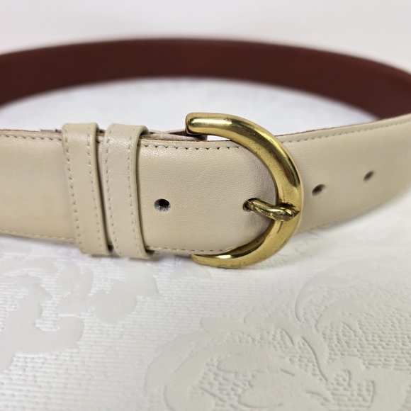 COACH 8500 Genuine Bone Leather D Ring Solid Brass Buckle Belt Women's Sz Large - Picture 5 of 13